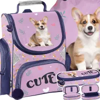 1. Paso Zestaw Szkolny 3el. Corgi Lila Tornister PP26CG-525 + Piórnik PP26CG-013 + Worek PP26CG-712