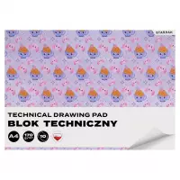 4. Starpak Blok Techniczny A4 Biały Kawaii 1szt 592248