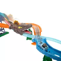4. Mattel Hot Wheels Racerverse Jurassic World Crash & Splash Dinopościg Tor Wyścigowy JFP32