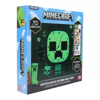1. Zegar Ścienny Świecący w Ciemności + Zestaw Naklejek Minecraft Creeper 