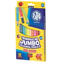 1. Astra Kredki Ołówkowe Trójkątne Jumbo 12 Kolorów + Temperówka 312110007