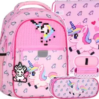 1. Starpak Zestaw Szkolny 3el.Pixel Unicorn Plecak 576215 + Piórnik 576217+ Worek 576216