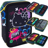 5. CoolPack Jumper 3 Piórnik Trzykomorowy Z Wyposażeniem Hello Kitty Black Neon F067034