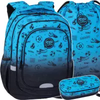 1. CoolPack Zestaw Szkolny Football 2T Blue 3el. Plecak Fast F163008 + Worek F159008 + Piórnik F062008