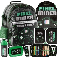 1. Paso Zestaw Szkolny 5el. Pixel Miner Plecak PP23HL-116 + Piórnik PP23HL-001 + Worek PP23HL-712