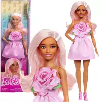 1. Mattel Barbie Lalka Fashion Różowa Sukienka Róża HYT94 WB6