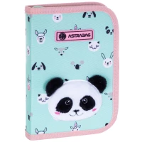 1. AstraBag Piórnik AC1 Pojedynczy Dwuklapkowy bez Wyposażenia Teddy Panda 503023028