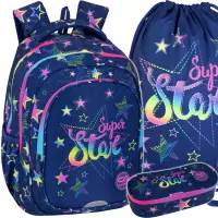 1. CoolPack Zestaw Szkolny Stars 3el. Plecak Fast F163960 + Worek F159960 + Piórnik F062960