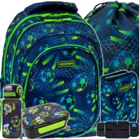 1. AstraBag Zestaw Szkolny Football 5el. Plecak AB300 502026022 + Worek 507026011 + Piórnik 503026032 + Z17336 + Z18336