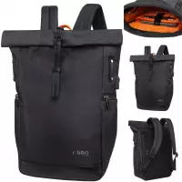 1. R-Bag Plecak Męski na Laptopa 15" z USB Roll Black Z151