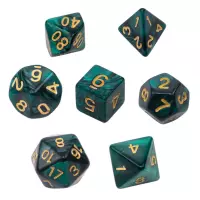 2. Komplet kości REBEL RPG - Perłowe - Ciemnozielone