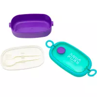 3. Astra Aqua Pure Śniadaniówka ze Sztućcami Fioletowo-Miętowa 511025026