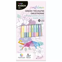 1. Kidea Kredki Ołówkowe 2 stronne 24 kolory Trójkatne Pastel 518478