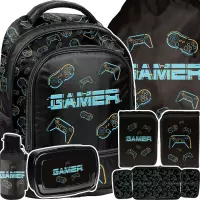 1. Paso Zestaw Szkolny 5el Gamer Plecak PP26GM-260 + Piórnik PP26GM-P001BW + Worek PP26GM-712