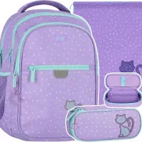 1. Starpak Zestaw Szkolny 3el. Glitter Cat Plecak 576219 + Piórnik 576221 + Worek 576220