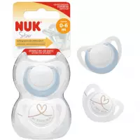 1. Nuk Smoczek Uspokajający Silikonowy 0-6m Star Niebieski 2szt. 537208