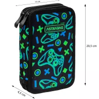 8. AstraBag Piórnik AC21 Dwukomorowy z Wyposażeniem Game On 503026031