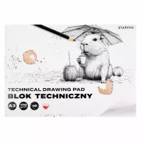 1. Starpak Blok Techniczny A3 Biały Kapibara 1szt  589016
