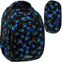 1. Head Zestaw Szkolny Blue Flowers 2el. Plecak AY300 502026044 + Piórnik 503026060