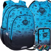 1. CoolPack Zestaw Szkolny Football 2T Blue 3el. Plecak Prime Pro F162008 + Worek F159008 + Piórnik F066008