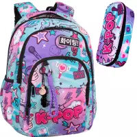 1. CoolPack Zestaw Szkolny K-Pop Rainbow 2el. Plecak Basic Plus F003037 + Piórnik F062037