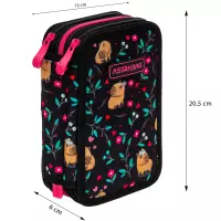 10. AstraBag Piórnik Trzykomorowy z Wyposażeniem AC31 Flower Capy 503026019