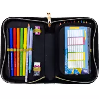 2. AstraBag Piórnik AC11 Pojedynczy Jednoklapkowy z Wyposażeniem Fluffy Kitty Black 503025026