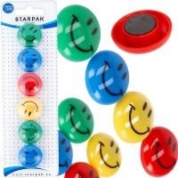 1. STARPAK Magnes Kolorowy Mix Emotikon 6 szt Uśmiech 30mm 378347 