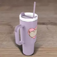 7. Kubek Podróżny ze Słomką Pusheen - Serce - 1180 ml