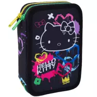 1. CoolPack Jumper 2 Piórnik Dwukomorowy Z Wyposażeniem Hello Kitty Black Neon F066034