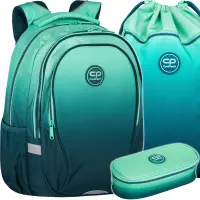 1. CoolPack Zestaw Szkolny Gradient Blue Lagoon 3el. Plecak Factor X F002690 + Worek F070690 + Piórnik F062690
