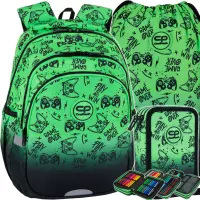 1. CoolPack Zestaw Szkolny Game Over Gradient Green 3el. Plecak Jerry F029969 + Worek F159969 + Piórnik F067969
