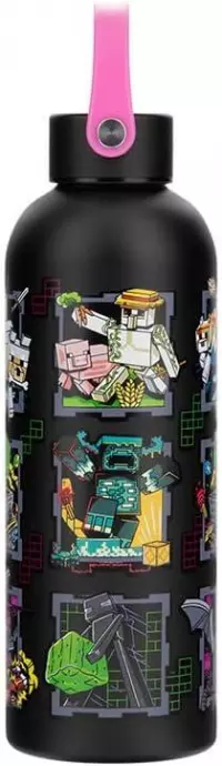 3. Butelka Metalowa z Uchwytem Minecraft - Maskotki
