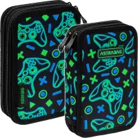 1. AstraBag Piórnik AC21 Dwukomorowy z Wyposażeniem Game On 503026031