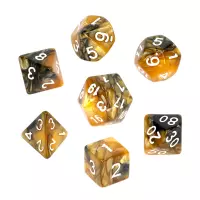 1. Komplet Kości REBEL RPG - Dwukolorowe - Czarno-złote