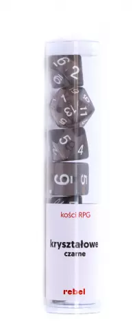 1. Komplet kości REBEL RPG - Kryształowe - Czarne