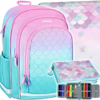 1. Starpak Zestaw Szkolny 3el. Syrenka Ombre Plecak 486143 + Piórnik 527219 + Worek 486145