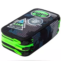 5. CoolPack Jumper 3 Piórnik Trzykomorowy Z Wyposażeniem Badges Grey B67150