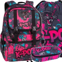 1. CoolPack Zestaw Szkolny K-Pop Dark 3el. Plecak Rumi F166036 + Worek F070036 + Piórnik F062036