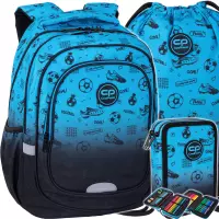 1. CoolPack Zestaw Szkolny Football 2T Blue 3el. Plecak Fast F163008 + Worek F159008 + Piórnik F066008