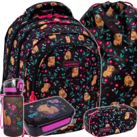 1. AstraBag Zestaw Szkolny Flower Capy 5el. Plecak AB300 502026013 + Worek 507026006 + Piórnik 503026020 + Z17961 + Z18961