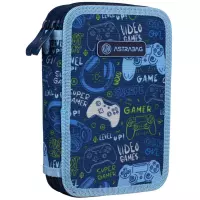 1. AstraBag Piórnik AC2 Dwukomorowy bez Wyposażenia Game Go 503021025