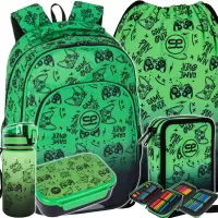 1. CoolPack Zestaw Szkolny Game Over Gradient Green 5el. Plecak Prime Pro F162969 + Worek F159969 + Piórnik F066969 + Z17969 + Z18969