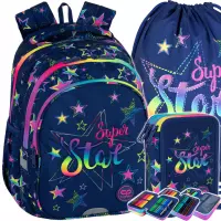 1. CoolPack Zestaw Szkolny Stars 3el. Plecak Jerry F029960 + Worek F159960 + Piórnik F067960