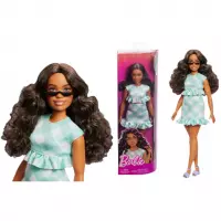 1. Mattel Barbie Fashionistas Lalka Sukienka Zielona Kratka HYT96