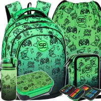 1. CoolPack Zestaw Szkolny Game Over Gradient Green 5el. Plecak Fast F163969 + Worek F159969 + Piórnik F066969 + Z17969 + Z18969