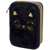 6. AstraBag Piórnik Trzykomorowy z Wyposażeniem AC31 Fluffy Kitty Black 503025027
