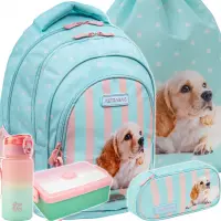 1. AstraBag Zestaw Szkolny Puppy Line 5el. Plecak AB330 502026046 + Worek 507026015 + Piórnik 503026064 + 55981CP + Z07754