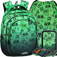 1. CoolPack Zestaw Szkolny Game Over Gradient Green 3el. Plecak Fast F163969 + Worek F159969 + Piórnik F067969
