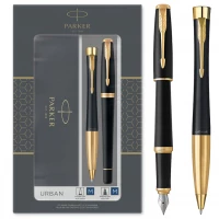 1. Parker Zestaw Pióro Długopis Urban Matte Black Gold 2093381 + Torebka Gratis